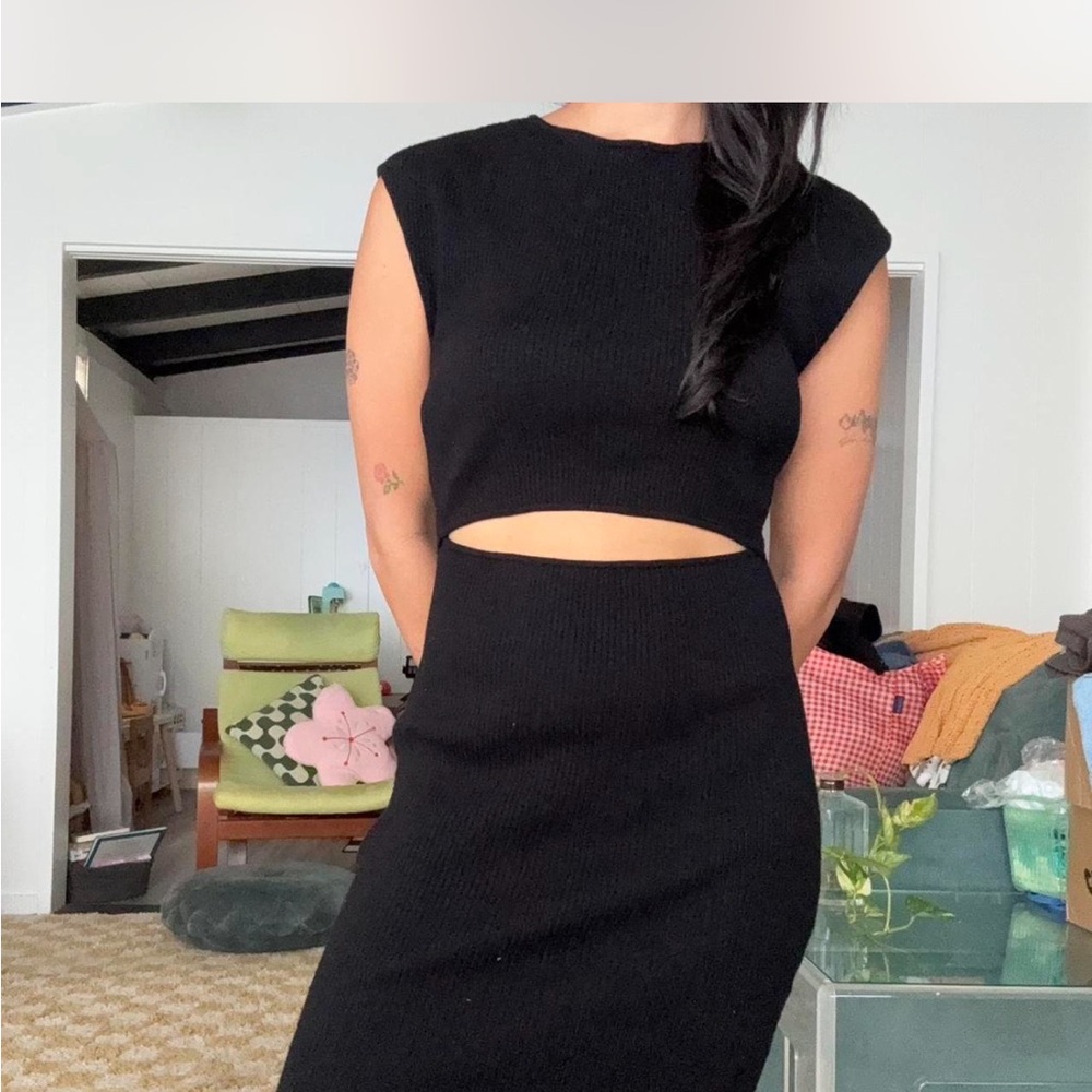 Wilfred Aritzia black cutout dress